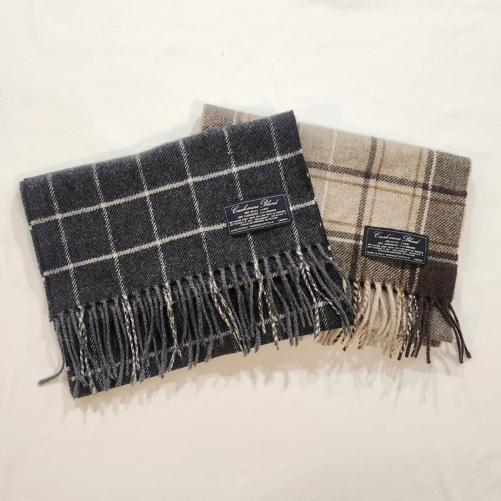 Pair Cashmere Blend | Wool & Cashmere Blend Plaid Scarves ❄️